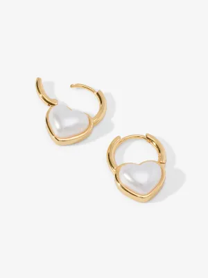 14K Gold Heart Huggie