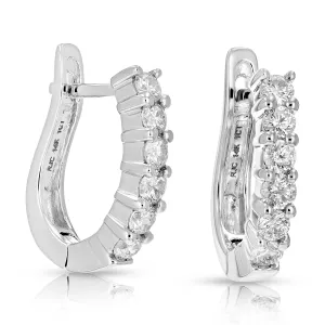 1.60 cttw Diamond Hoop Earrings in 14K Gold