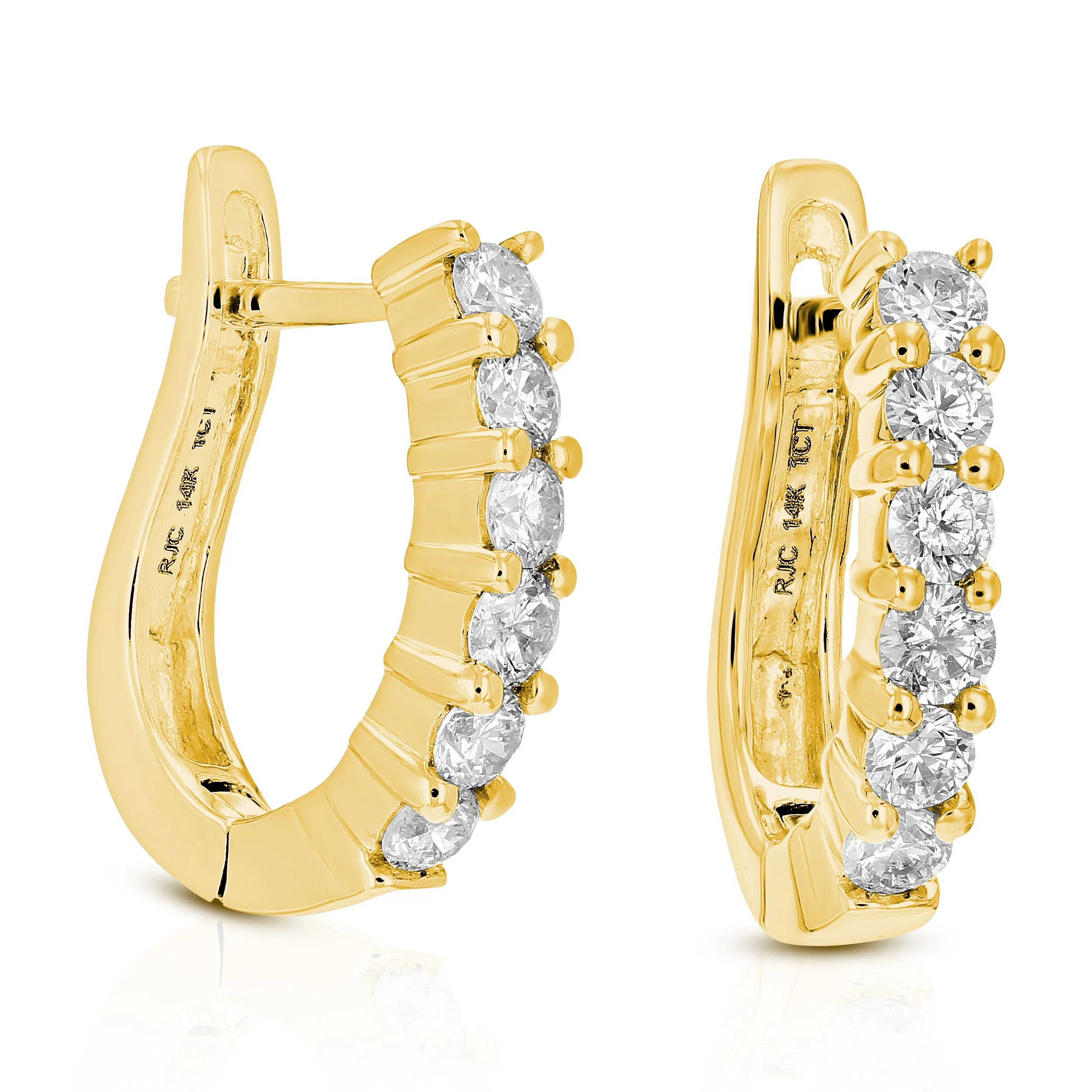 1.60 cttw Diamond Hoop Earrings in 14K Gold