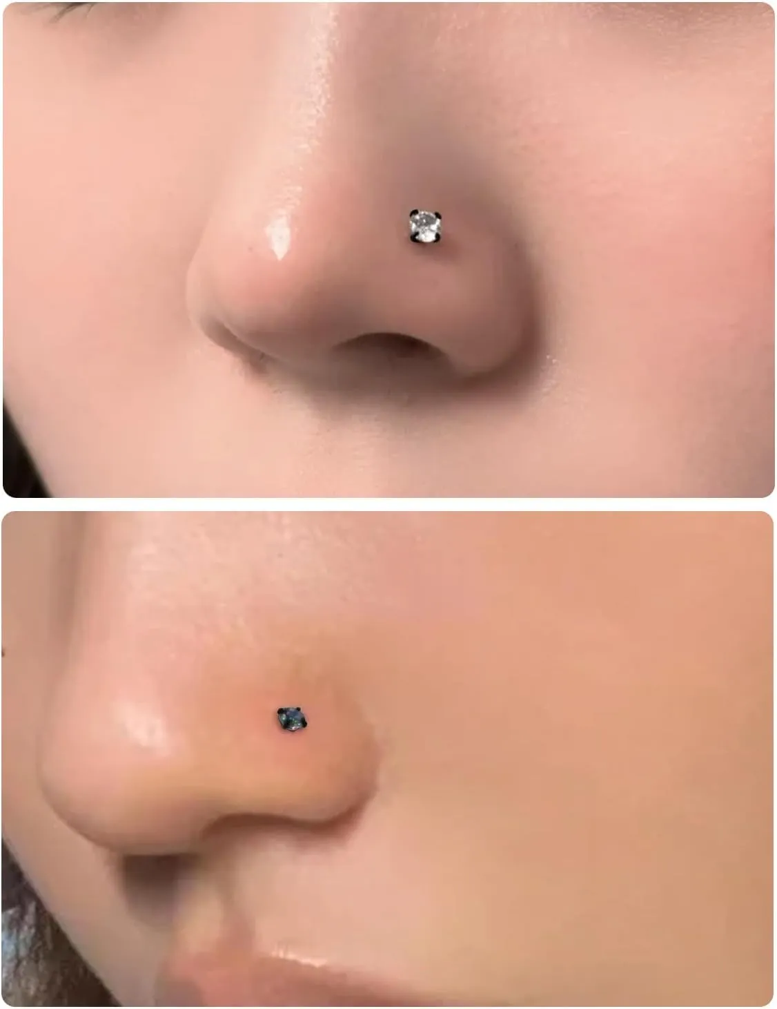 18G 20G Black Nose Rings Studs Piercing Jewelry for Women 316L Surgical Steel L Shaped Screw Straight Diamond CZ Nose Rings Studs Nostril Piercing Jewelry for Women Men Hypoallergenic