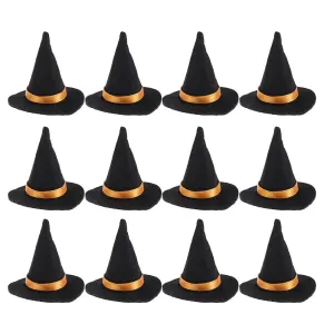 2 Pcs Halloween Decorations Mini Witch Hat Bottle Caps - DIY Crafts Accessory Felt Cloth Tiny Hats Ornament Covers