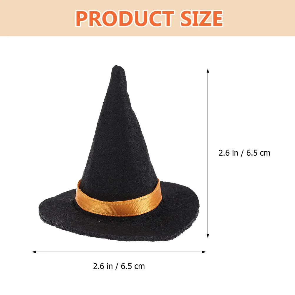 2 Pcs Halloween Decorations Mini Witch Hat Bottle Caps - DIY Crafts Accessory Felt Cloth Tiny Hats Ornament Covers