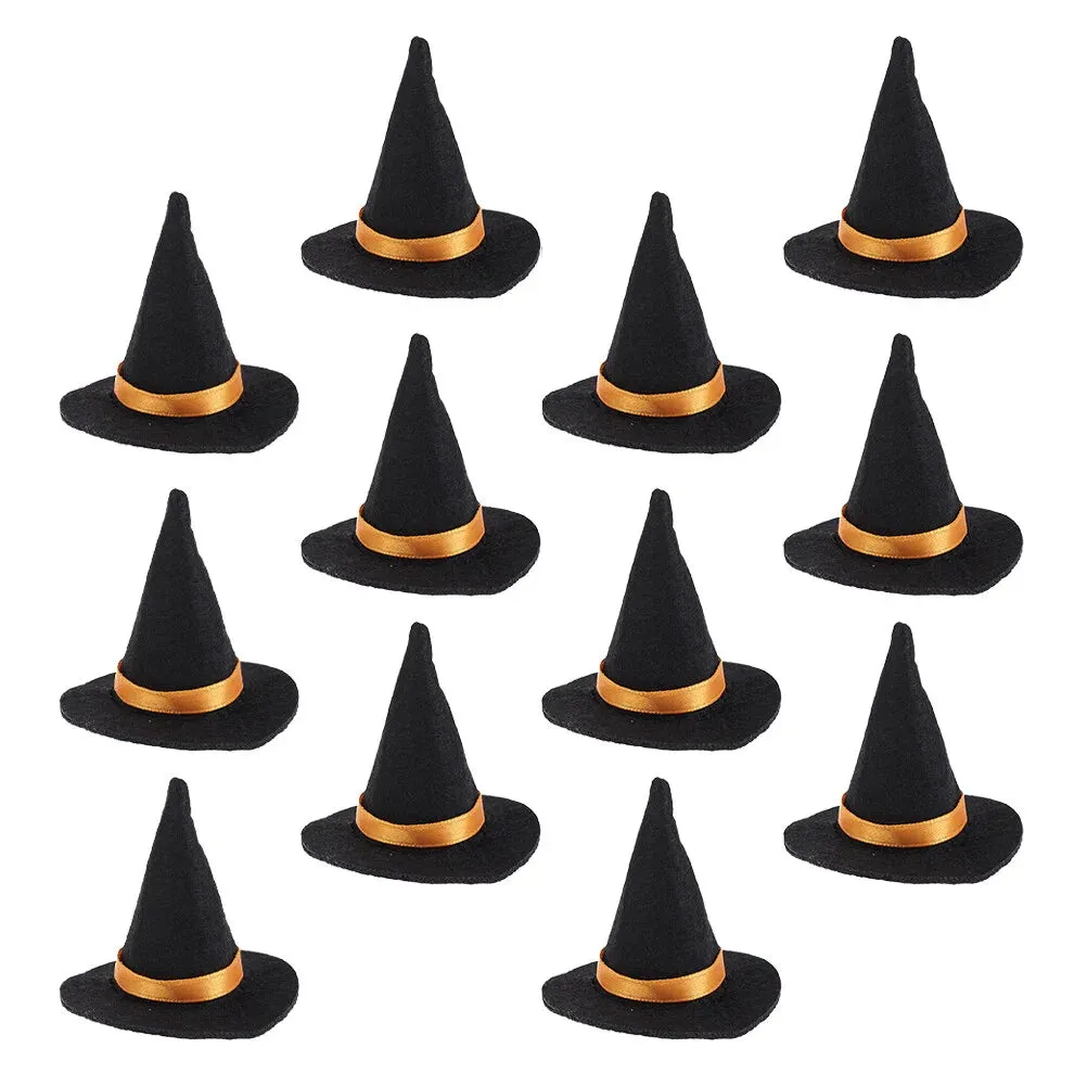 2 Pcs Halloween Decorations Mini Witch Hat Bottle Caps - DIY Crafts Accessory Felt Cloth Tiny Hats Ornament Covers