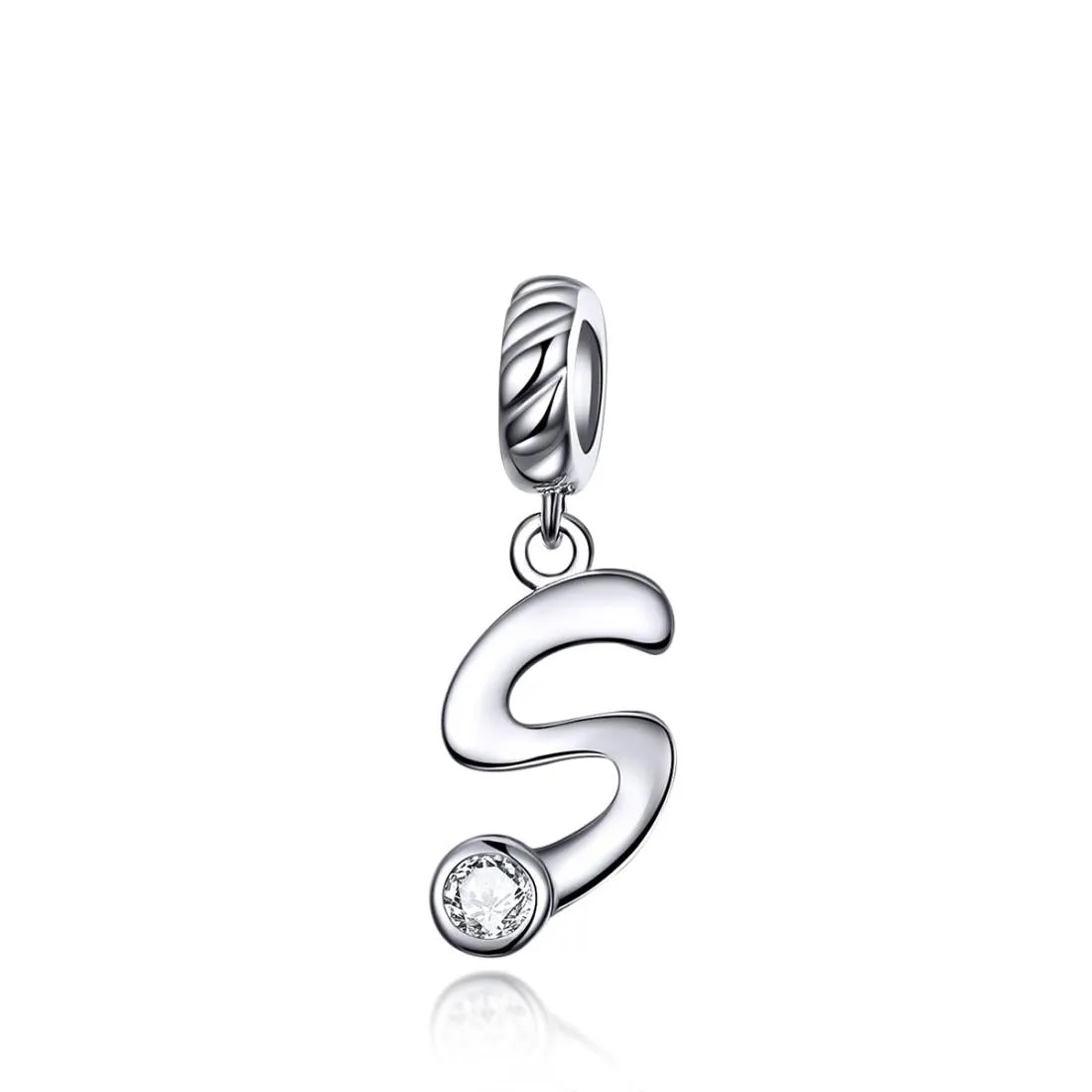 925 Sterling Silver Personalized Letter Pendant For Diy Bracelets And Necklaces Style - S
