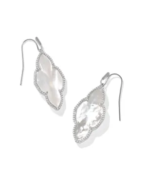 Abbie Pave Frame Drop Earring - Silver Ivory MOP