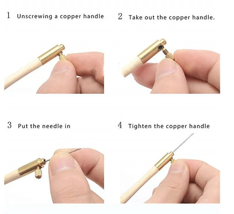 Adjustable Punch Needle Set - Punch Needle Kit Tool - Threader Supplies - Embroidery Pen Tool, Rug Hooking Yarn Craft, Punching Wood Handle
