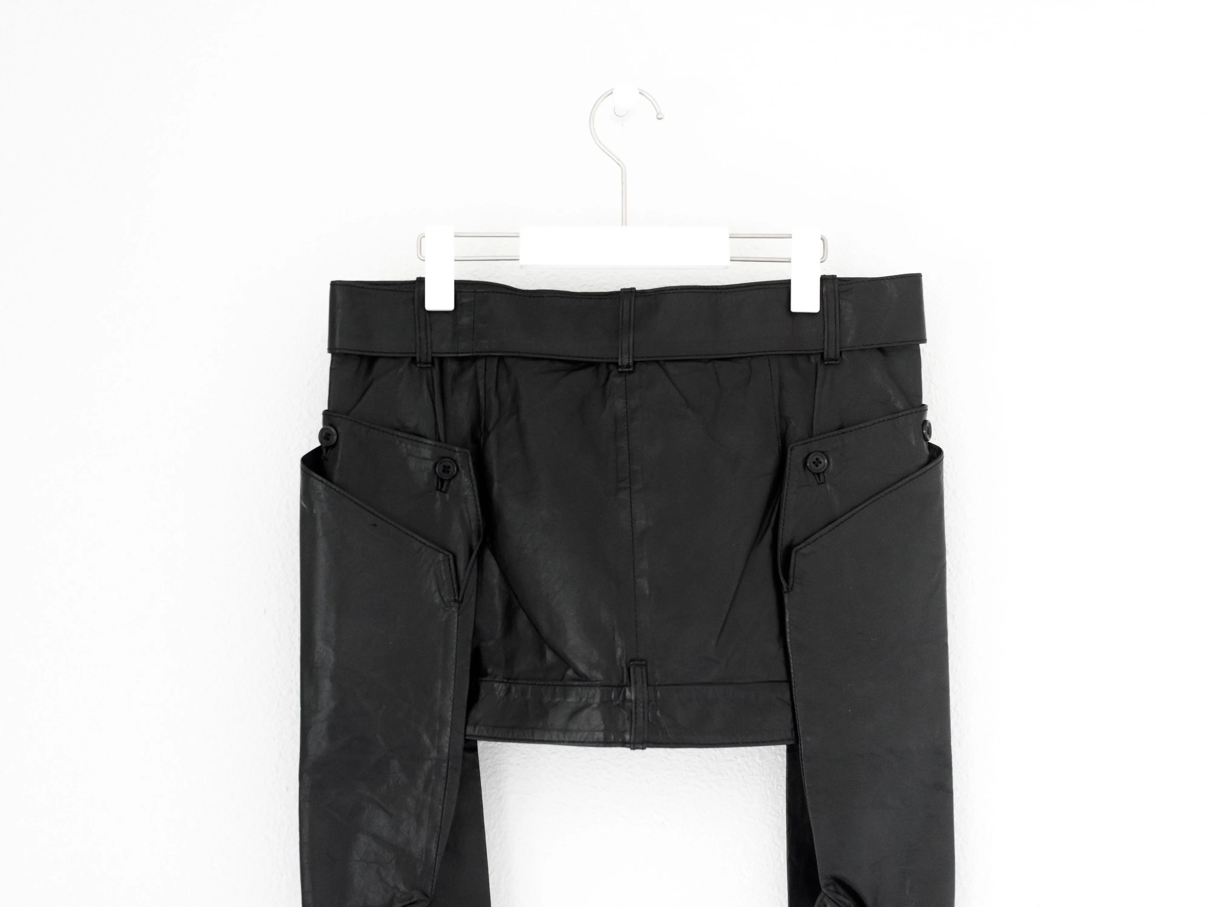 Ann Demeulemeester SS04 Kangaroo Leather Paneled Garter Skirt