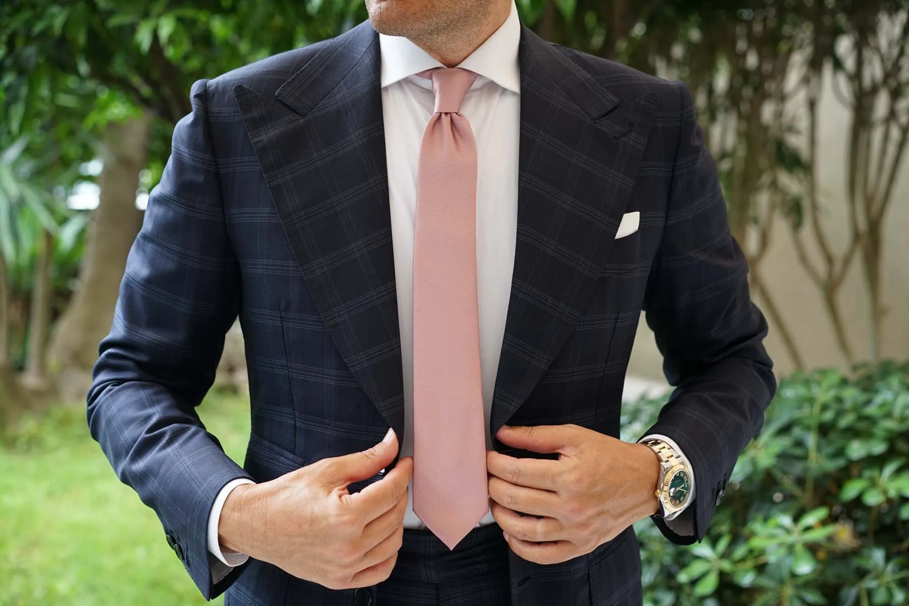 Antique Dusty Rose Weave Skinny Tie