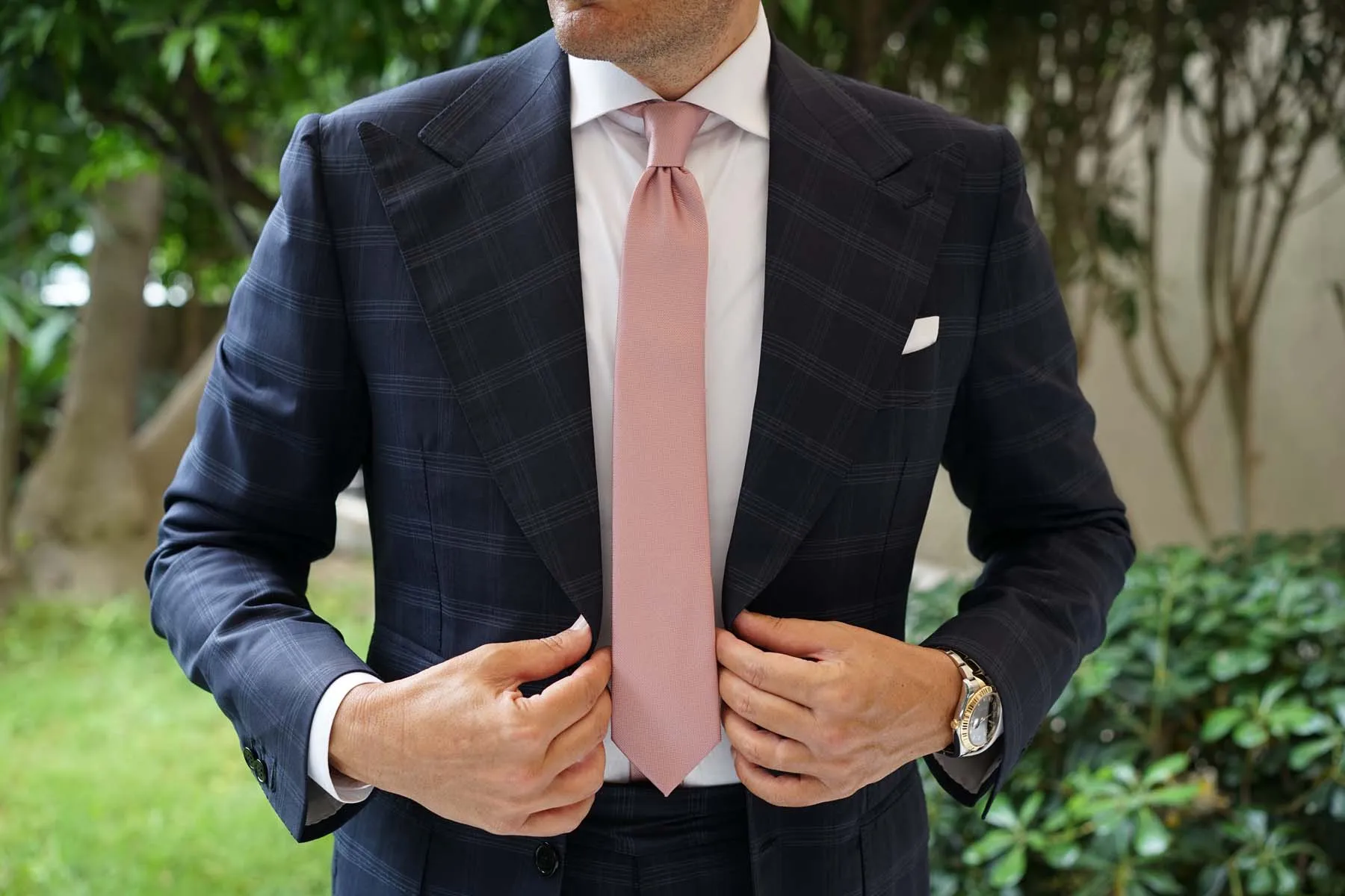 Antique Dusty Rose Weave Skinny Tie
