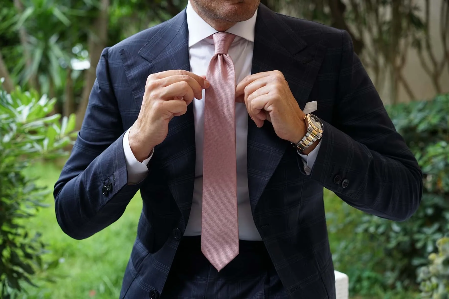 Antique Dusty Rose Weave Skinny Tie