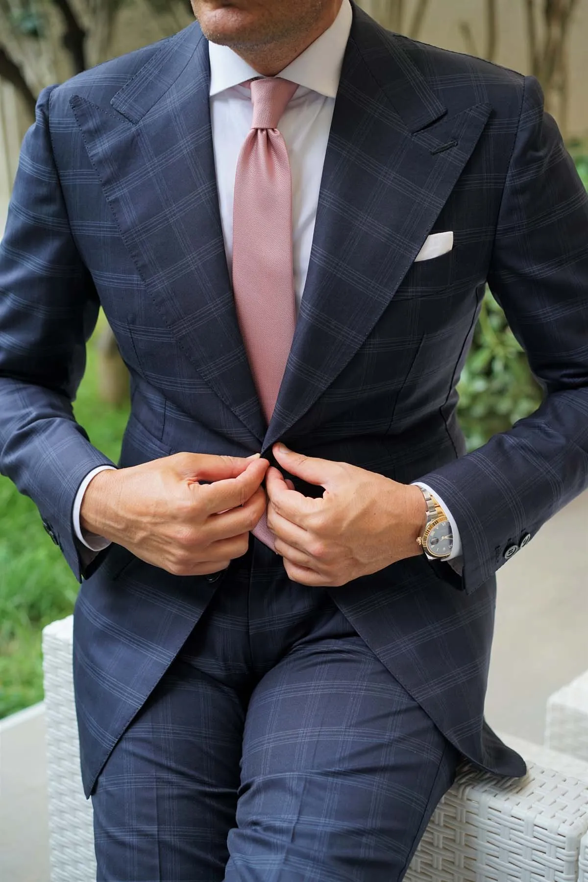 Antique Dusty Rose Weave Skinny Tie