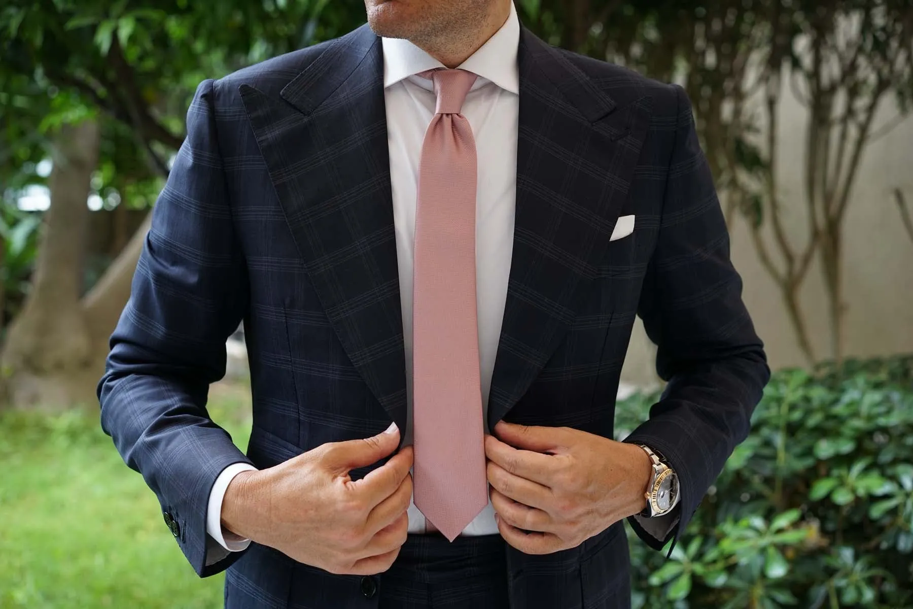 Antique Dusty Rose Weave Skinny Tie