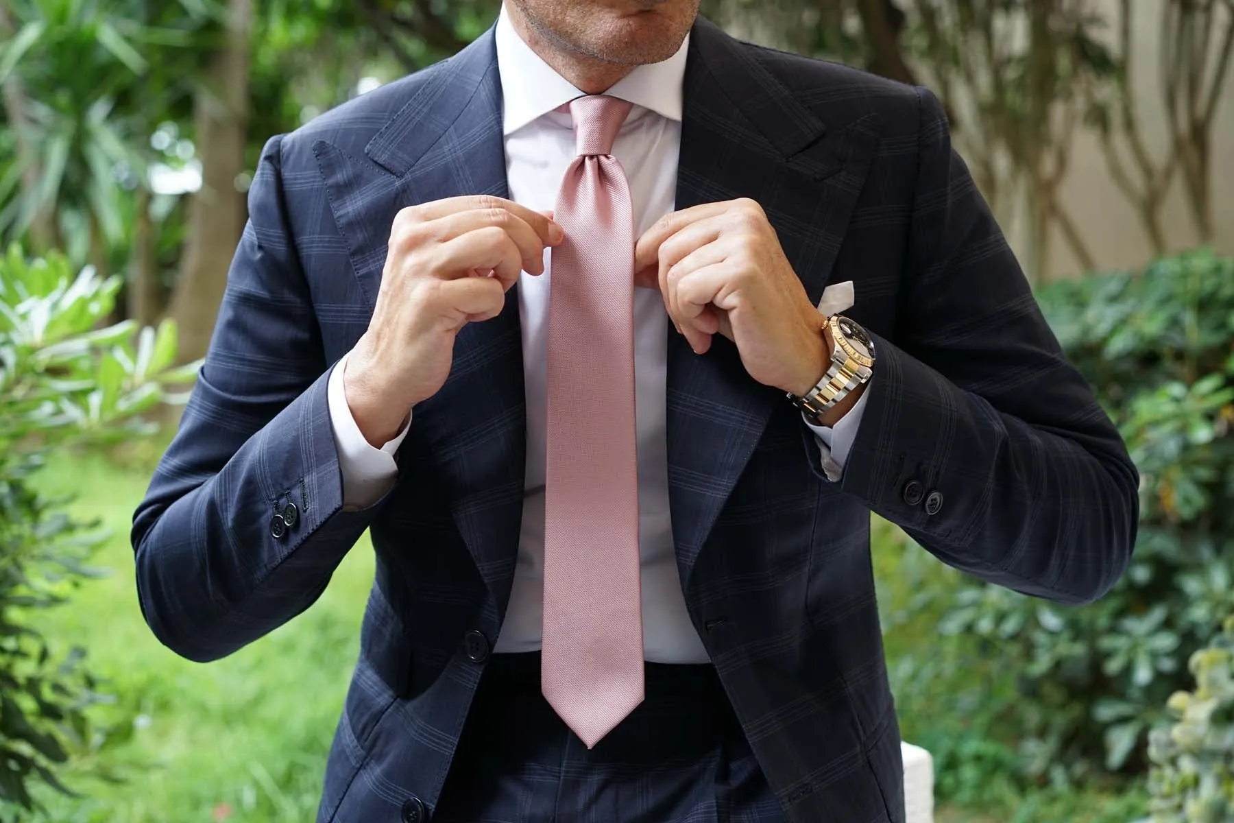 Antique Dusty Rose Weave Skinny Tie