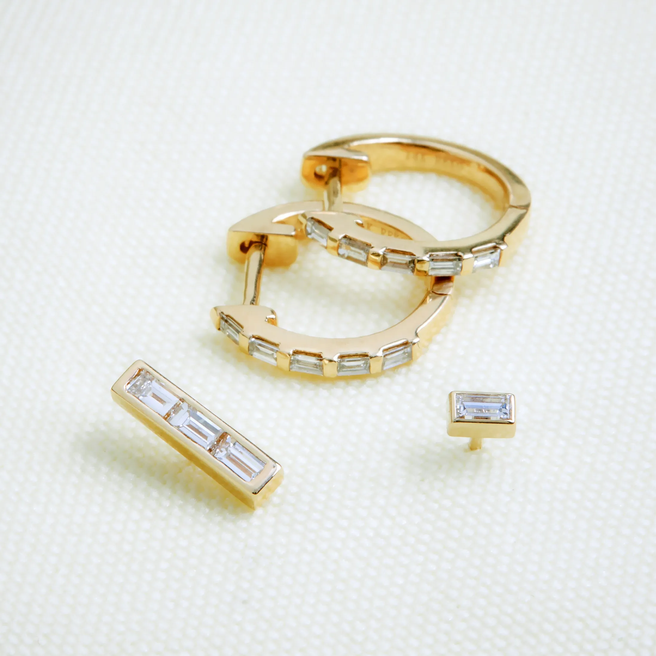 Baby Baguette Diamond Studs