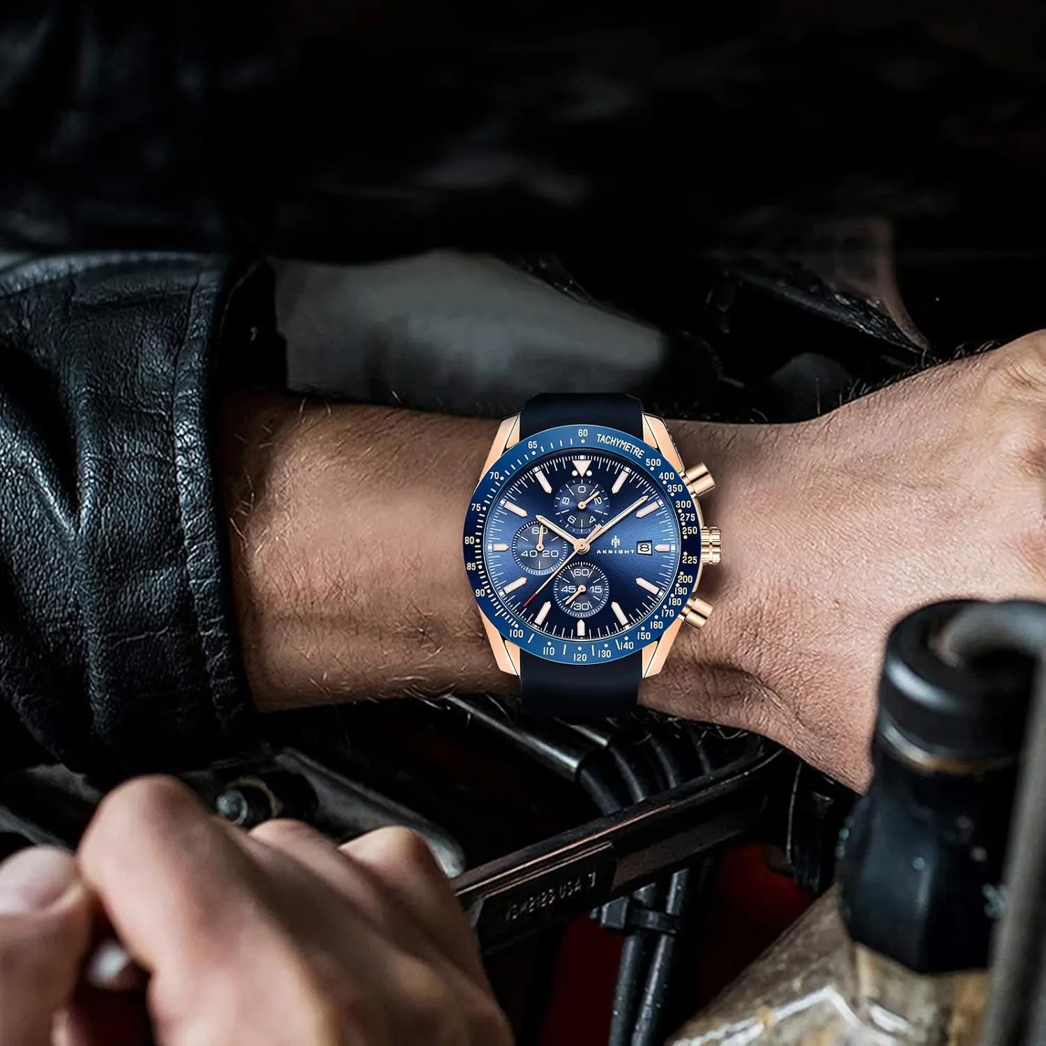 BENYAR AKNIGHT Mens Watches 45mm Big Face Waterproof Analog Quartz Chronograph Business Work Sport Casual Fashion Designer Dress Men's Wrist Watches with Calendar, Luminous Hand Watch for Men