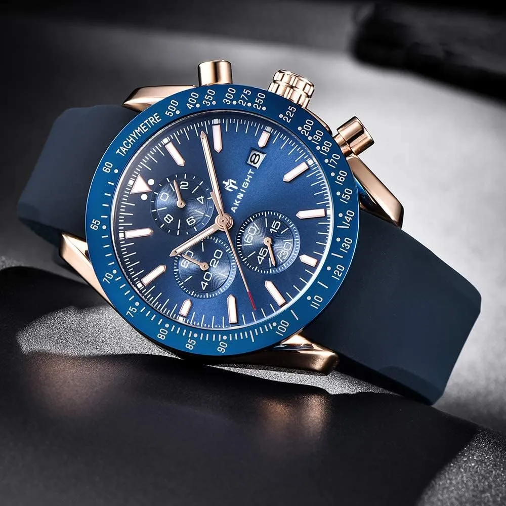BENYAR AKNIGHT Mens Watches 45mm Big Face Waterproof Analog Quartz Chronograph Business Work Sport Casual Fashion Designer Dress Men's Wrist Watches with Calendar, Luminous Hand Watch for Men