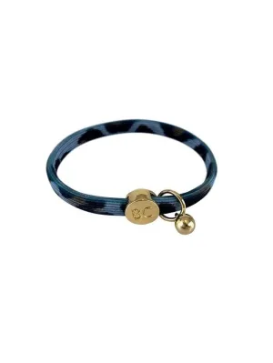 Black Colour S Poppy Blue Leo Hair Elastic/Bracelet With Gold Ball Charm 6740 LB