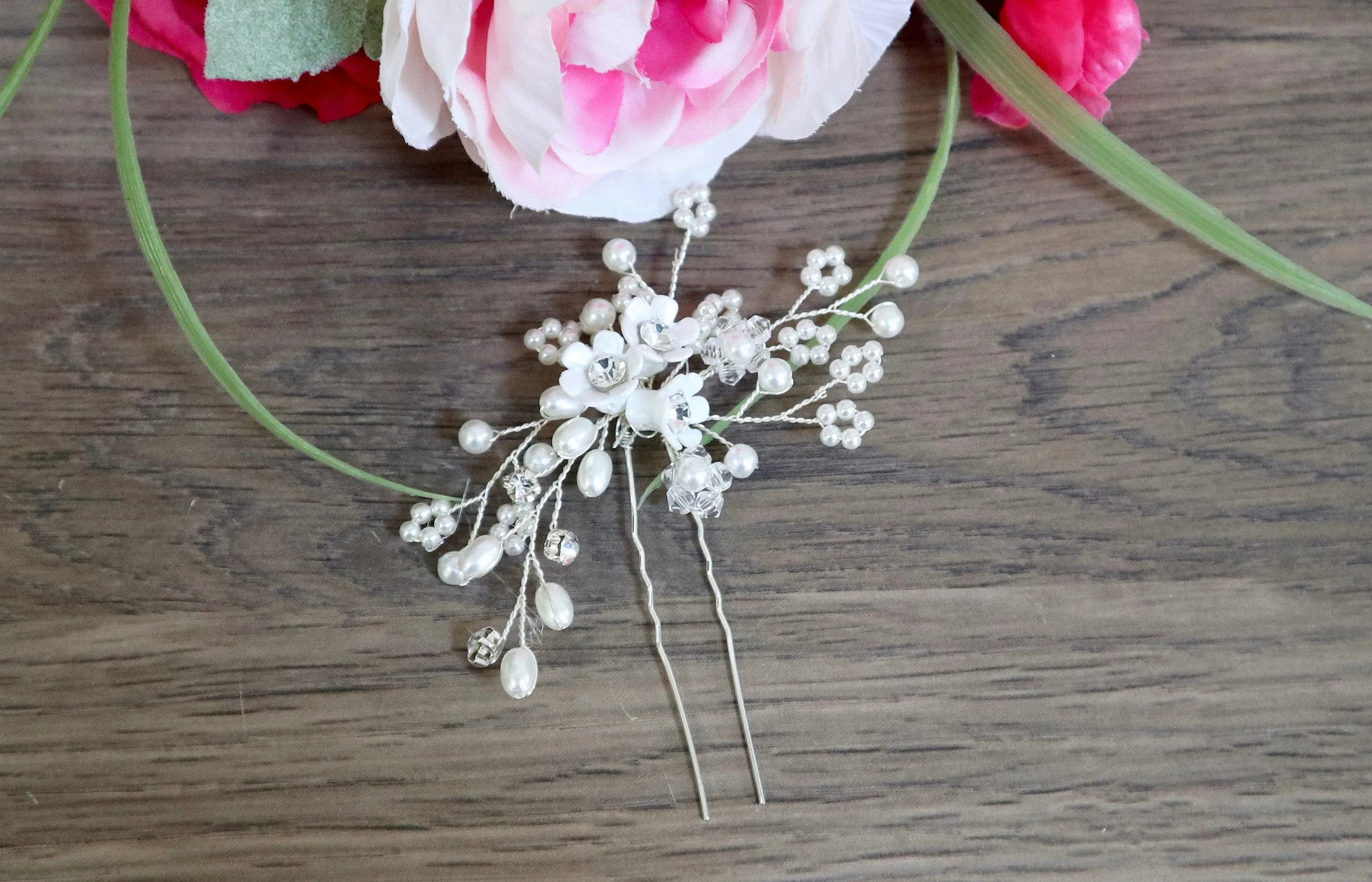Bridal hair pins Wedding hair pins Silver Wedding Hair Accessories Silver Bridal headpiece Bridal hair pin Silver Bridal hair accessories