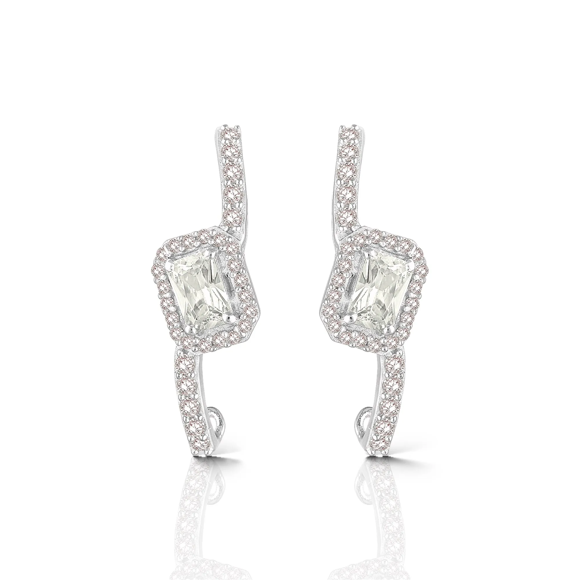 Brilliant Solitaire Climber Cuff Earrings