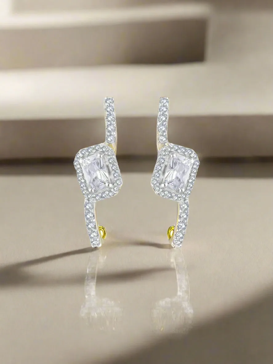 Brilliant Solitaire Climber Cuff Earrings