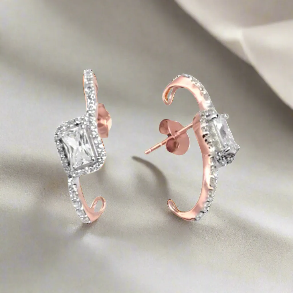 Brilliant Solitaire Climber Cuff Earrings