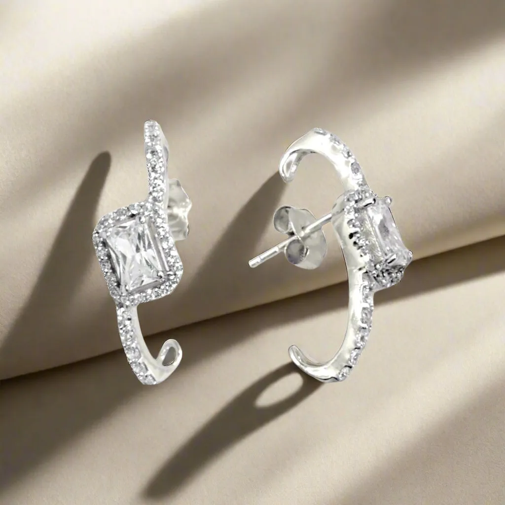 Brilliant Solitaire Climber Cuff Earrings