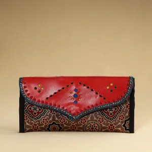 Brown - Kutch Embroidery Mashru Silk Handmade Leather Wallet 12