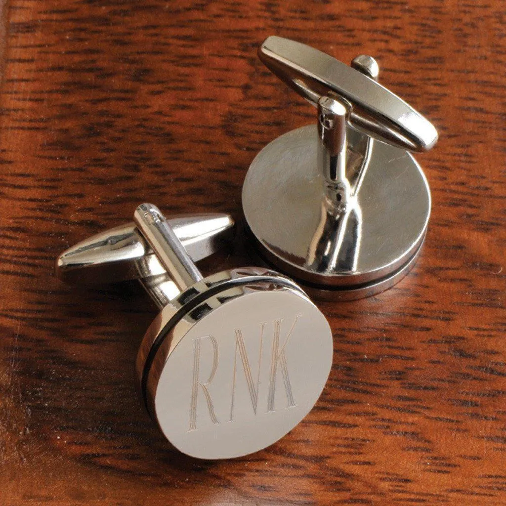 Brown Leather Wallet and Pin Stripe Cufflinks Personalized Set