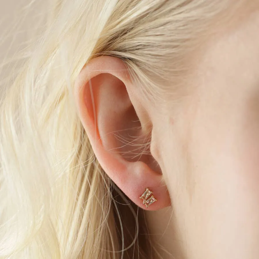 Champagne Stone Gold Stud Earrings