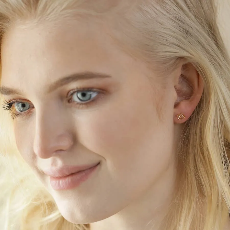 Champagne Stone Gold Stud Earrings