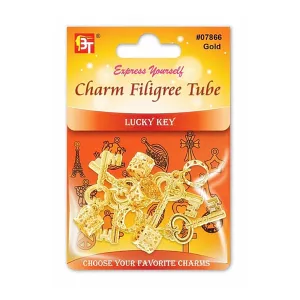 CHARM FILIGREE TUBE 6PCS/PACK (LUCKY KEY)