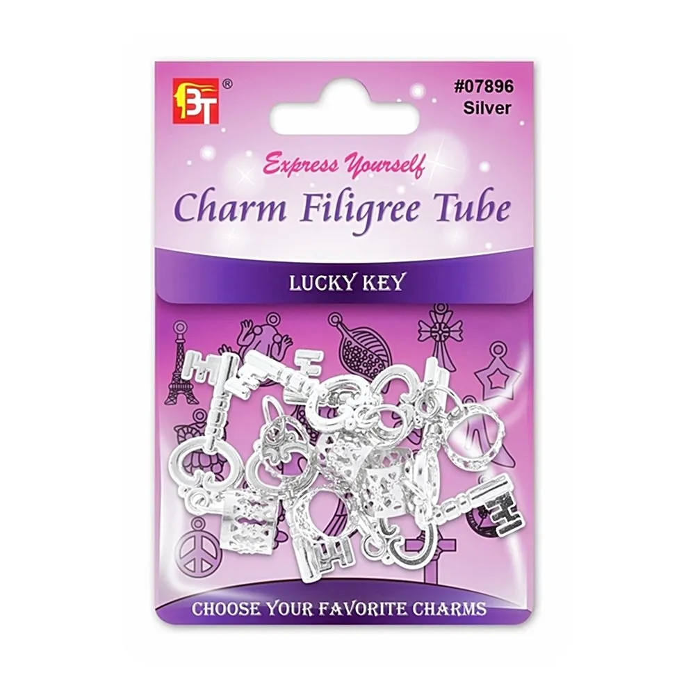 CHARM FILIGREE TUBE 6PCS/PACK (LUCKY KEY)