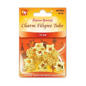 CHARM FILIGREE TUBE 6PCS/PACK (STAR)