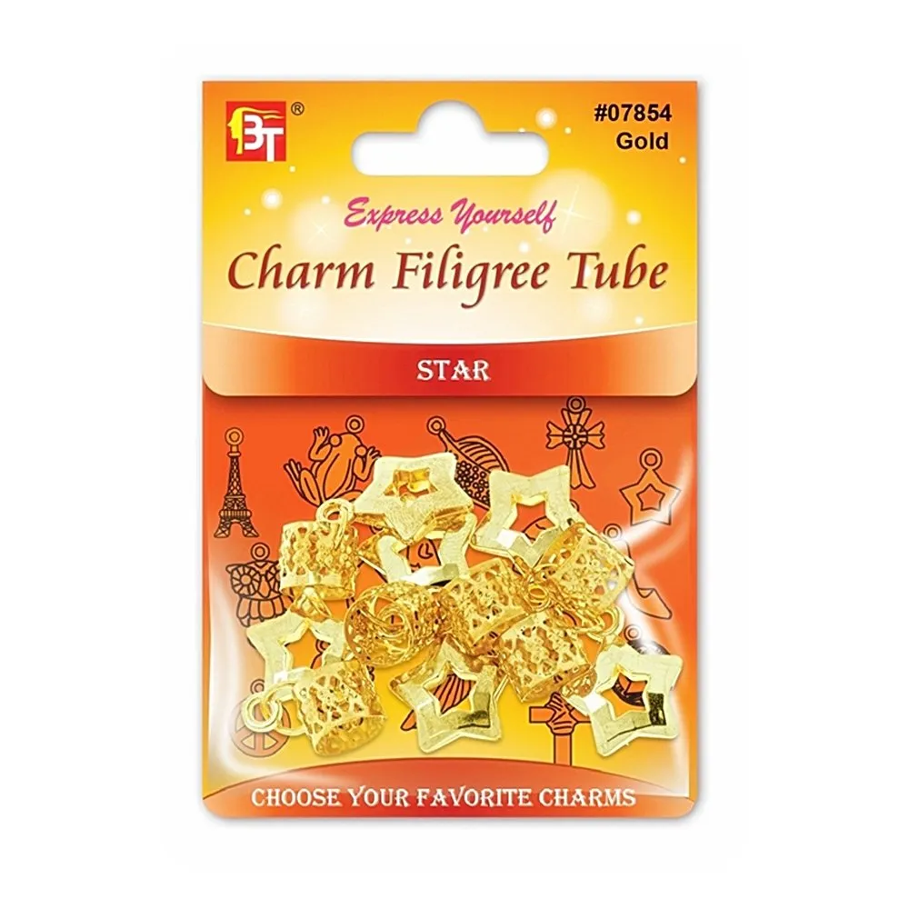 CHARM FILIGREE TUBE 6PCS/PACK (STAR)