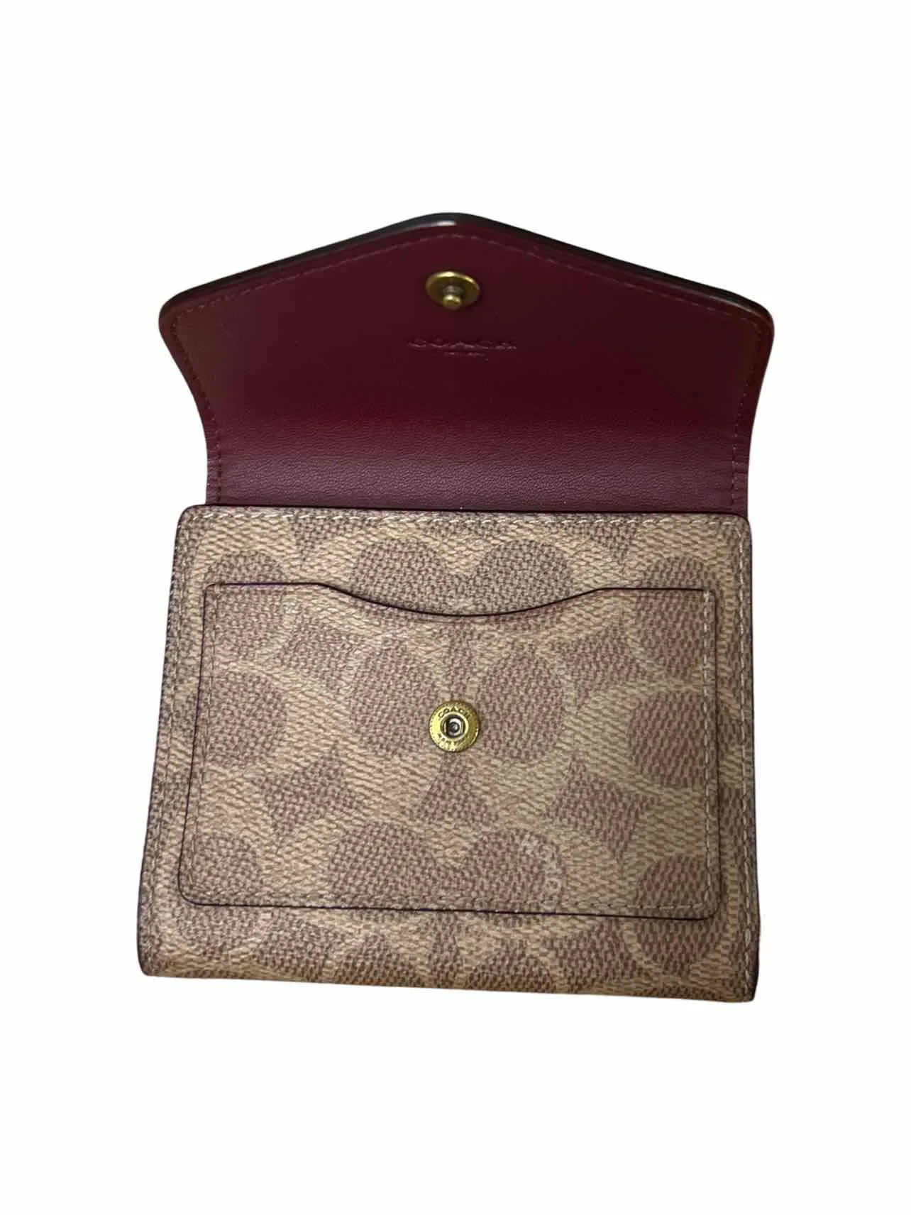 COACH SIGNATURE SMALL FLAP WALLET IN BROWN