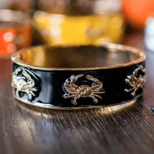 Crab Bracelet (Black/Gold) / Enamel Bangle Bracelet