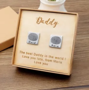 Custom Fingerprint Cufflinks - Personalized Cufflinks - Handwriting Cufflinks - Gift for Dad Father - Name Cufflinks - Groomsmen Wedding