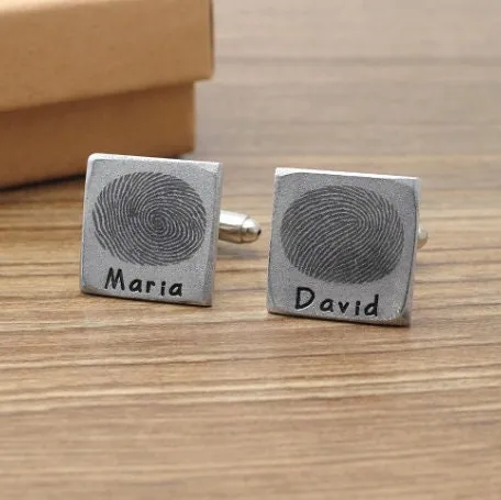 Custom Fingerprint Cufflinks - Personalized Cufflinks - Handwriting Cufflinks - Gift for Dad Father - Name Cufflinks - Groomsmen Wedding
