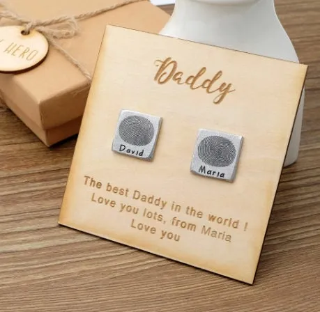 Custom Fingerprint Cufflinks - Personalized Cufflinks - Handwriting Cufflinks - Gift for Dad Father - Name Cufflinks - Groomsmen Wedding