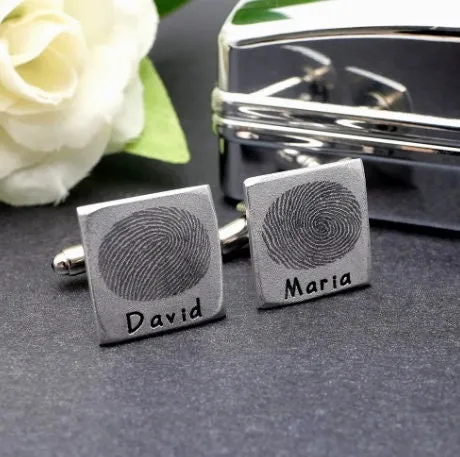 Custom Fingerprint Cufflinks - Personalized Cufflinks - Handwriting Cufflinks - Gift for Dad Father - Name Cufflinks - Groomsmen Wedding