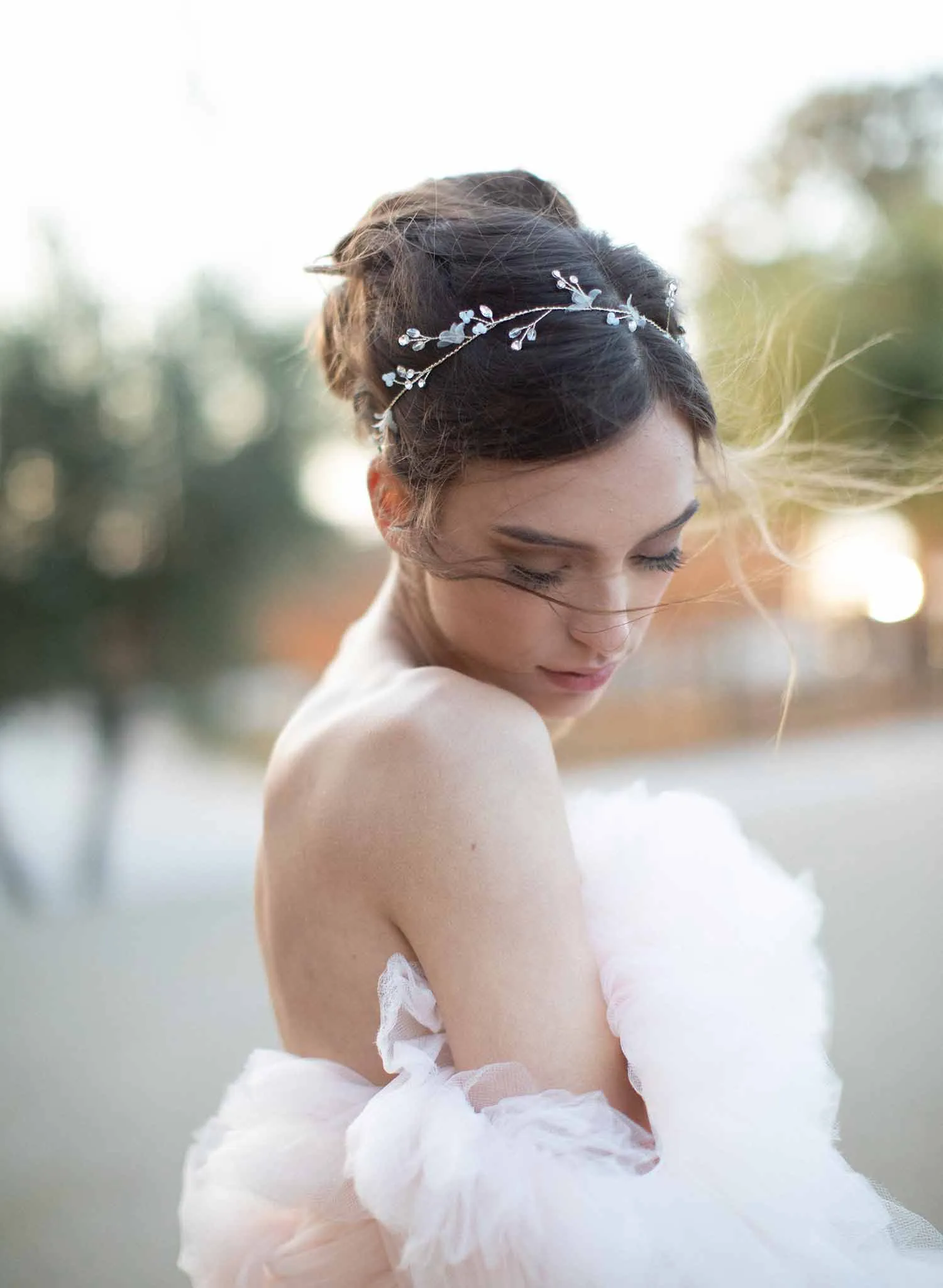 Daintiest crystal and blossom hair vine - Style #2041