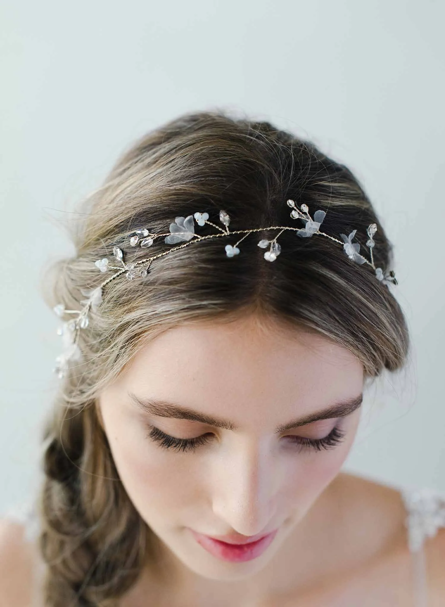Daintiest crystal and blossom hair vine - Style #2041