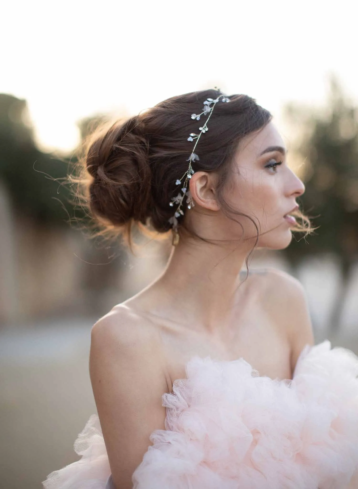 Daintiest crystal and blossom hair vine - Style #2041