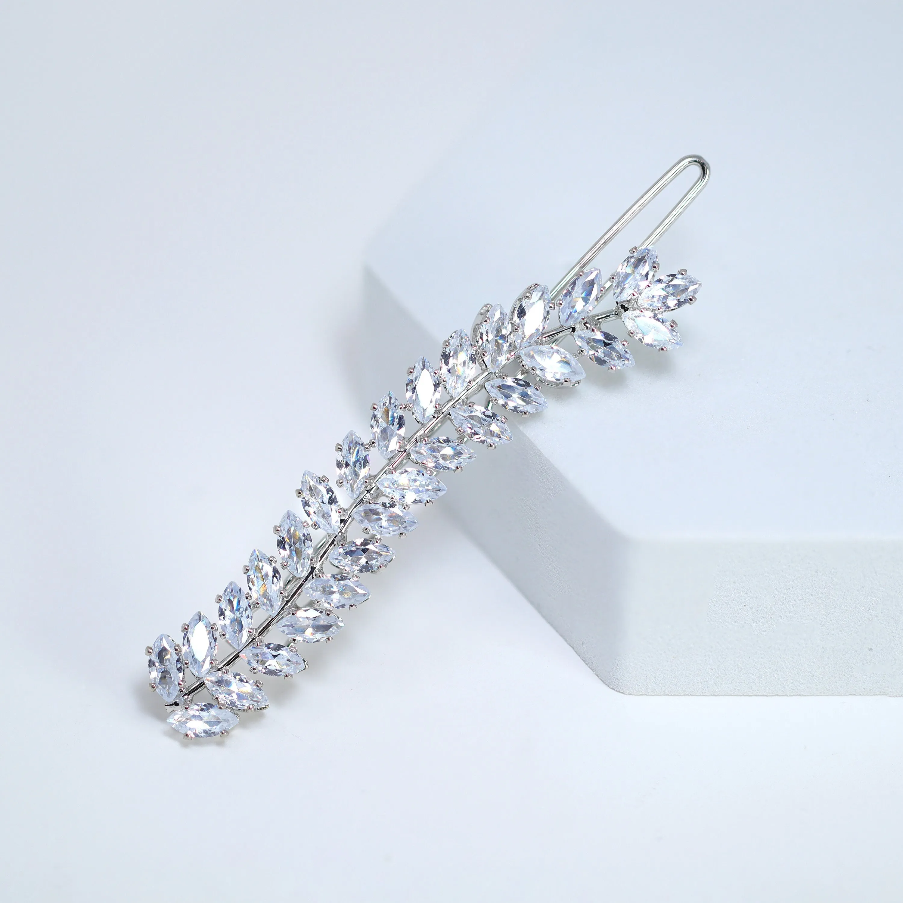 Dainty Fallen Leaves CZ Hair Clip, Bridal Hair Accessories, Bridesmaid Gift, Wedding Hair Accessory, Bridal Peach Hair Clip