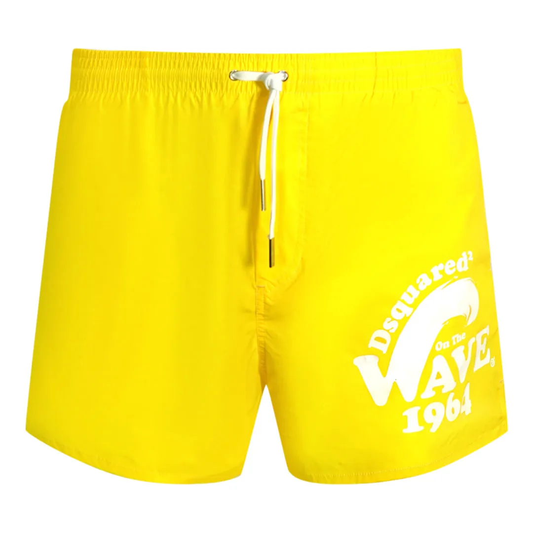 Dsquared2 On The Wave 1964 Logo Yellow Swim Shorts