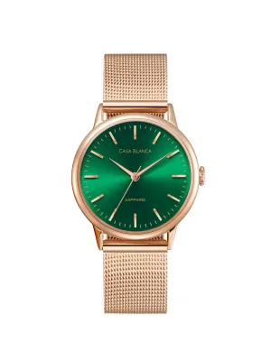 Emerald Rose Gold Watch | Rose Gold Mesh Strap