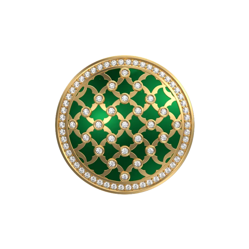 Enchanted Luxe, Classic Cufflink Set with CZ Diamonds, 18kt Gold Plating and Enamel on Brass.
