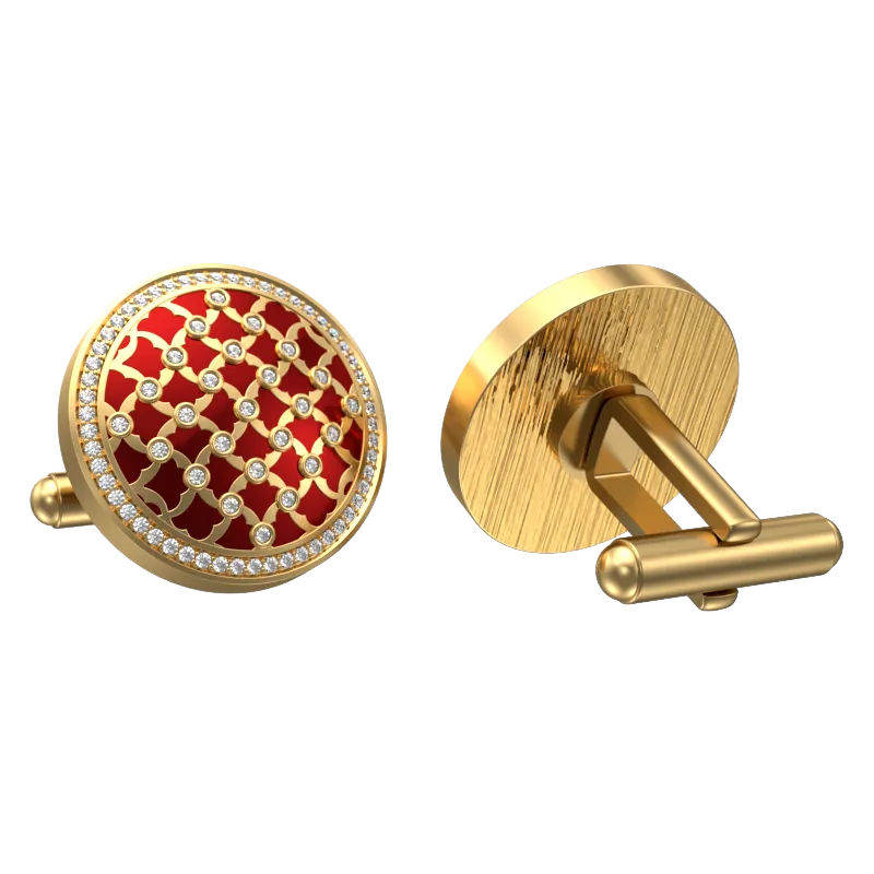 Enchanted Luxe, Classic Cufflink Set with CZ Diamonds, 18kt Gold Plating and Enamel on Brass.