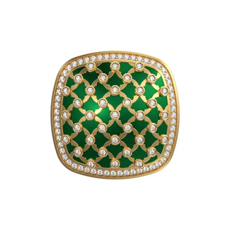 Enchanted Luxe, Classic Cufflink Set with CZ Diamonds, 18kt Gold Plating and Enamel on Brass.