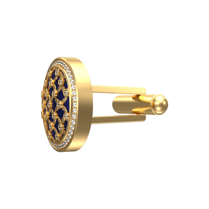 Enchanted Luxe, Classic Cufflink Set with CZ Diamonds, 18kt Gold Plating and Enamel on Brass.